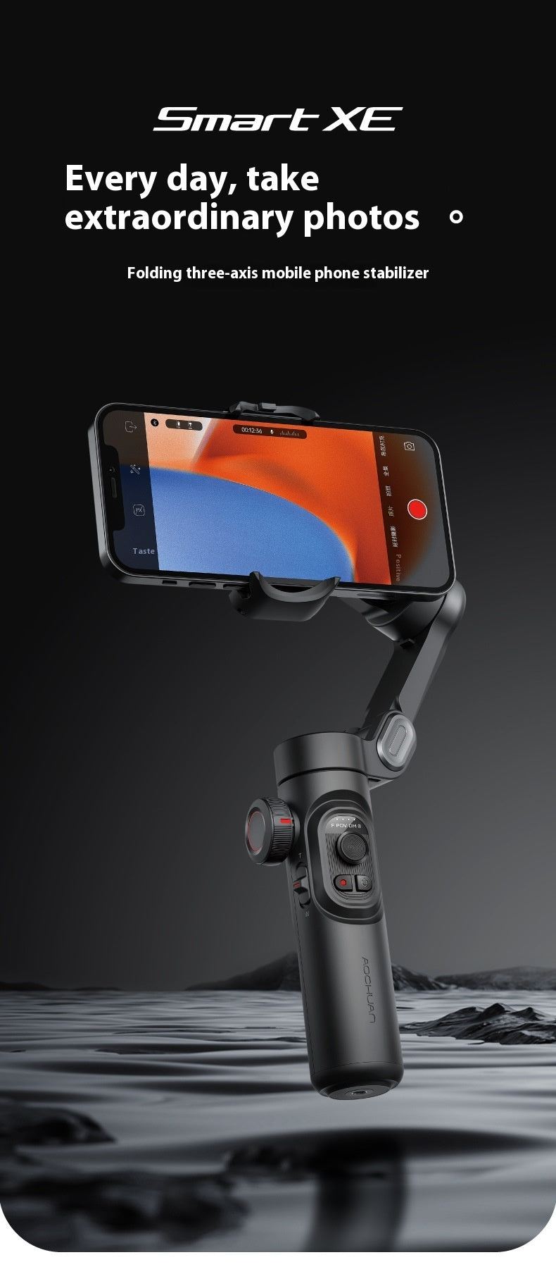 Original Selfie Three-axis Anti-shake Hand-held Tripod Head Mobile Phone Stabilizer