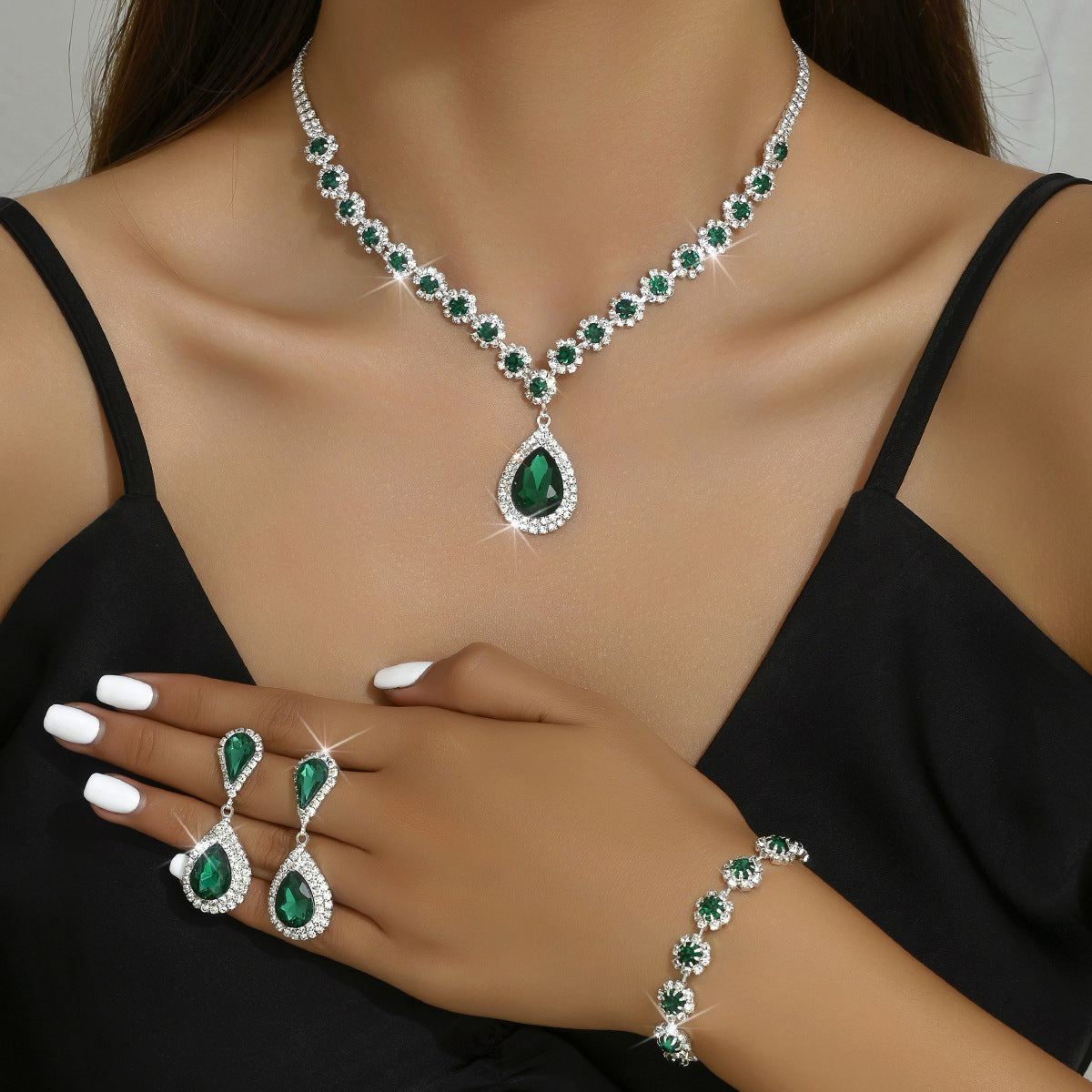 Fashion Jewelry Bridal Jewelry Suit Necklace Ear Stud Bracelet (3-piece2 Set) Original