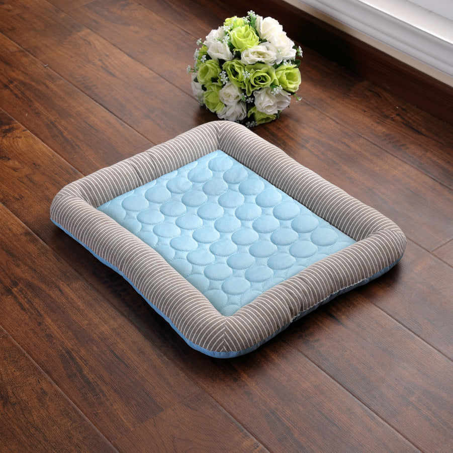 High Quality- Pet Cooling Pad Bed For Dogs Cats Puppy Kitten Cool Mat Pet Blanket Ice Silk Material Soft For Summer Sleeping  Blue Breathable