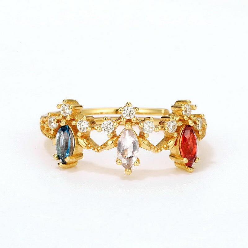 Pink Crystal Crown Ring
