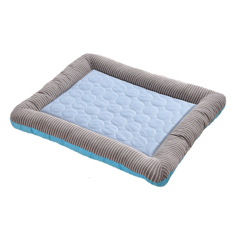High Quality- Pet Cooling Pad Bed For Dogs Cats Puppy Kitten Cool Mat Pet Blanket Ice Silk Material Soft For Summer Sleeping  Blue Breathable