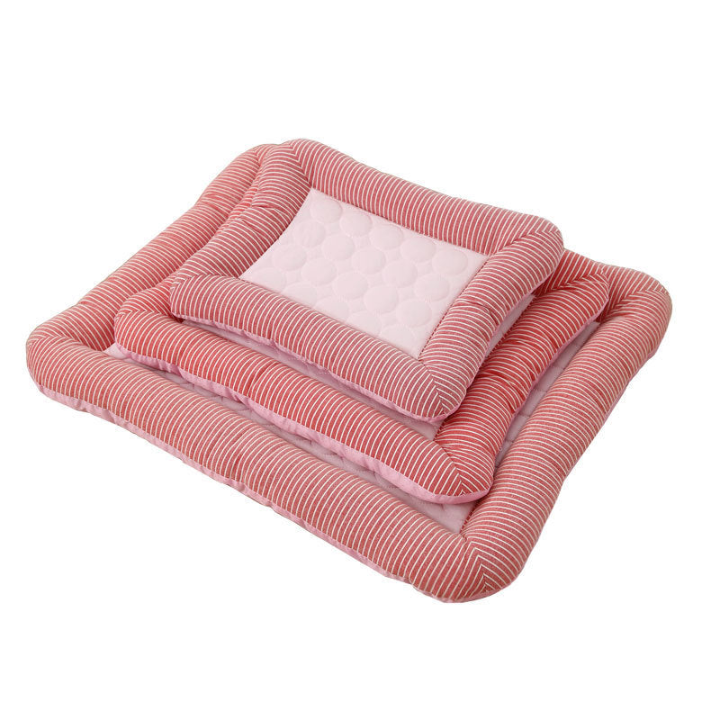 High Quality- Pet Cooling Pad Bed For Dogs Cats Puppy Kitten Cool Mat Pet Blanket Ice Silk Material Soft For Summer Sleeping  Blue Breathable