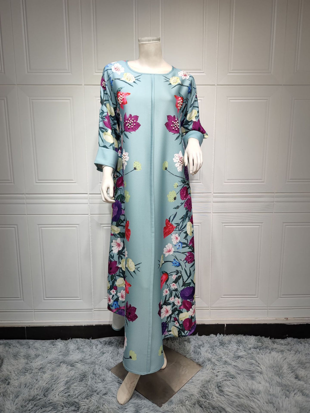 Muslim Robe Affordable Luxury Fashion Rhinestone Positioning Printing Arabic Ladies Dress