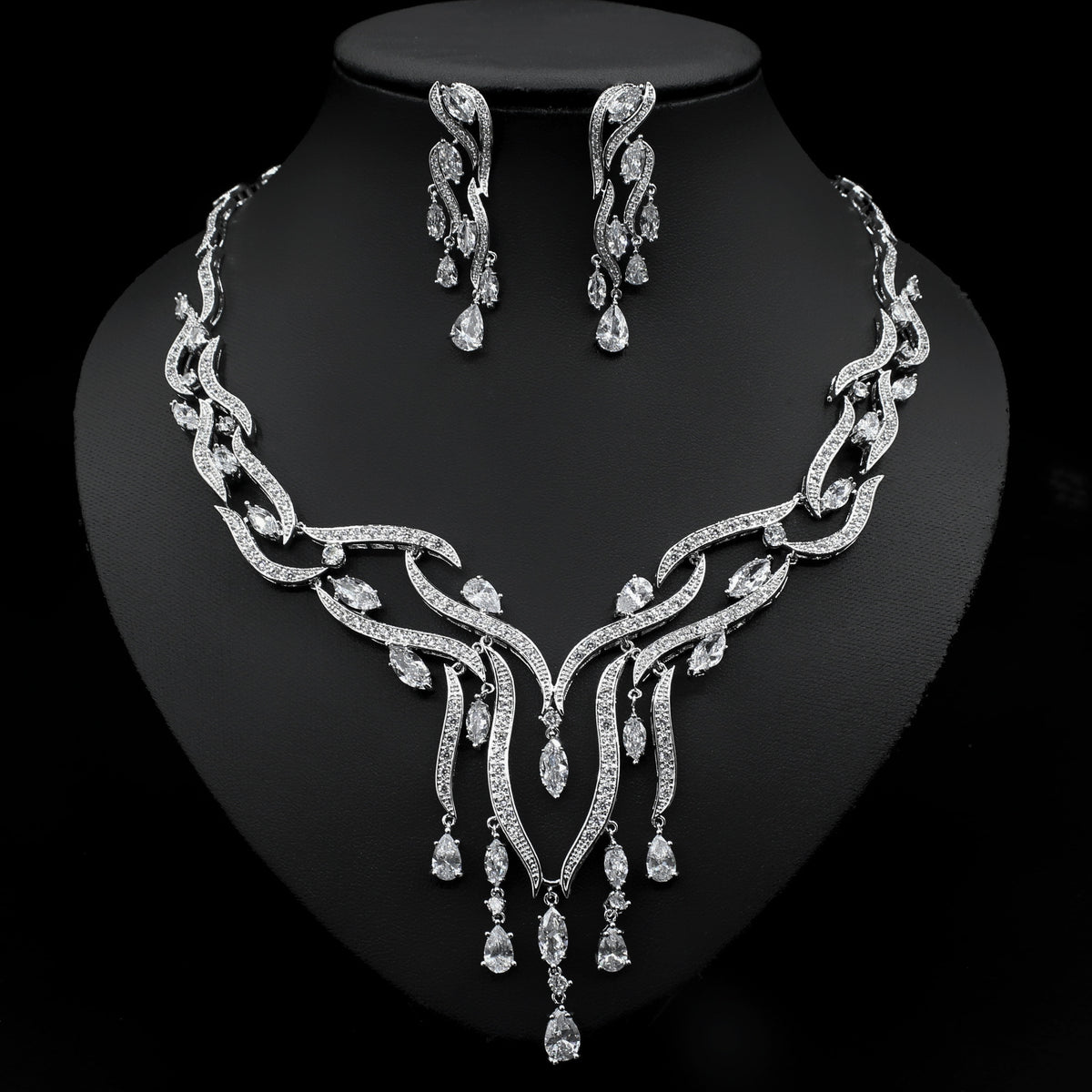 Crystal Jewelry Zircon Jewelry Set Tassel Pendant