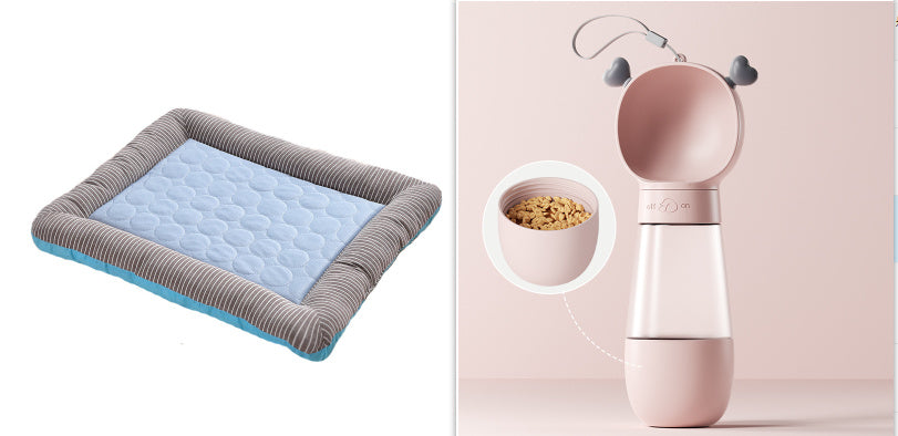 High Quality- Pet Cooling Pad Bed For Dogs Cats Puppy Kitten Cool Mat Pet Blanket Ice Silk Material Soft For Summer Sleeping  Blue Breathable