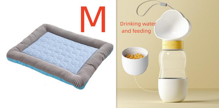 High Quality- Pet Cooling Pad Bed For Dogs Cats Puppy Kitten Cool Mat Pet Blanket Ice Silk Material Soft For Summer Sleeping  Blue Breathable